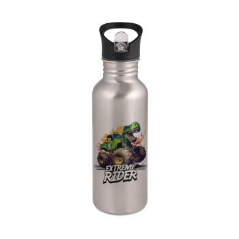 Extreme rider Dyno, Water bottle Silver with straw, stainless steel 600ml