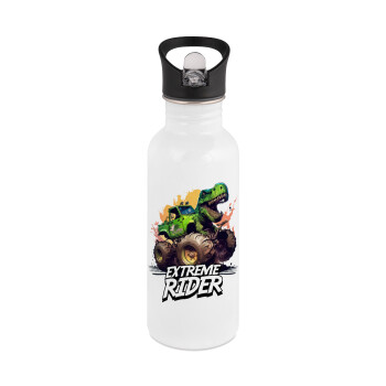 Extreme rider Dyno, White water bottle with straw, stainless steel 600ml