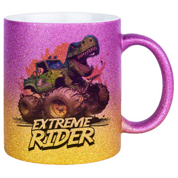 Extreme rider Dyno, Κούπα Χρυσή/Ροζ Glitter, κεραμική, 330ml