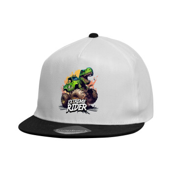 Extreme rider Dyno, Καπέλο παιδικό Flat Snapback, Λευκό (100% ΒΑΜΒΑΚΕΡΟ, ΠΑΙΔΙΚΟ, UNISEX, ONE SIZE)