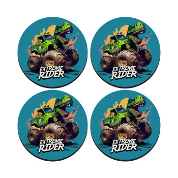 Extreme rider Dyno, SET of 4 round wooden coasters (9cm)