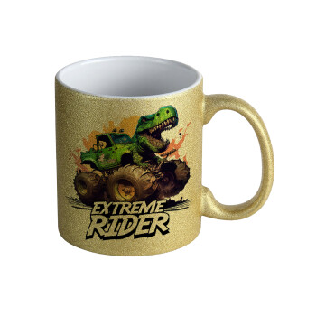 Extreme rider Dyno, Κούπα Χρυσή Glitter που γυαλίζει, κεραμική, 330ml