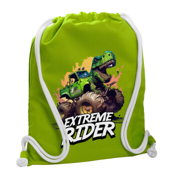 Extreme rider Dyno, Τσάντα πλάτης πουγκί GYMBAG LIME GREEN, με τσέπη (40x48cm) & χονδρά κορδόνια