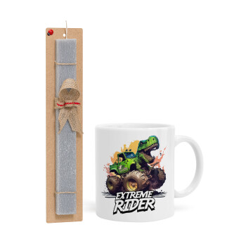 Extreme rider Dyno, Πασχαλινή Λαμπάδα με Κούπα κεραμική (330ml) & κερί αρωματικό πλακέ (30cm) (ΓΚΡΙ)