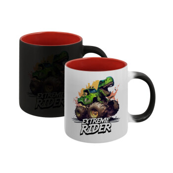 Extreme rider Dyno, Κούπα Μαγική εσωτερικό κόκκινο, κεραμική, 330ml που αλλάζει χρώμα με το ζεστό ρόφημα