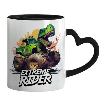 Extreme rider Dyno, Mug heart black handle, ceramic, 330ml