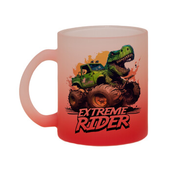 Extreme rider Dyno, Κούπα γυάλινη δίχρωμη με βάση το κόκκινο ματ, 330ml