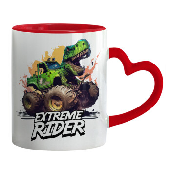 Extreme rider Dyno, Mug heart red handle, ceramic, 330ml