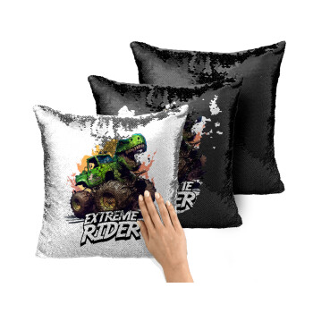 Extreme rider Dyno, Μαξιλάρι καναπέ Μαγικό Μαύρο με πούλιες 40x40cm περιέχεται το γέμισμα