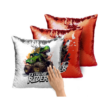 Extreme rider Dyno, Μαξιλάρι καναπέ Μαγικό Κόκκινο με πούλιες 40x40cm περιέχεται το γέμισμα