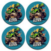 SET of 4 round wooden coasters (9cm)