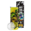 Neon Yellow Travel Tumbler θερμό, μεταλλικό καλαμάκι(Ανωξείδωτο 304 Food grade, BPA free, 600ml)