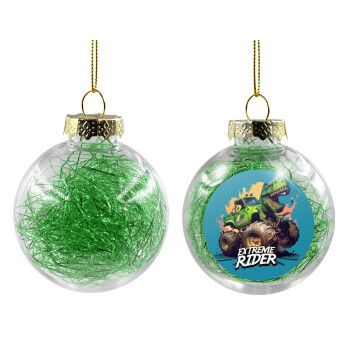 Extreme rider Dyno, Χριστουγεννιάτικη μπάλα δένδρου διάφανη με πράσινο γέμισμα 8cm