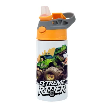 Extreme rider Dyno, Children's hot water bottle, stainless steel, with safety straw, Orange/Grey (360ml) BPA-FREE