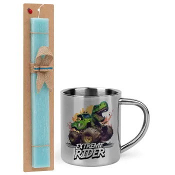 Extreme rider Dyno, Easter Set, metallic thermal cup (300ml) & aromatic flat Easter candle (30cm) (TURQUOISE)