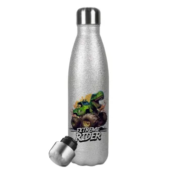 Extreme rider Dyno, Metallic Glitter Silver Thermos Flask (Stainless steel), double-walled, 500ml