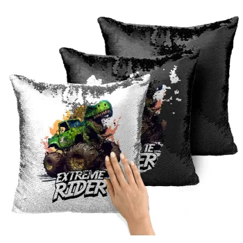 Extreme rider Dyno, Μαξιλάρι καναπέ Μαγικό Μαύρο με πούλιες 40x40cm περιέχεται το γέμισμα