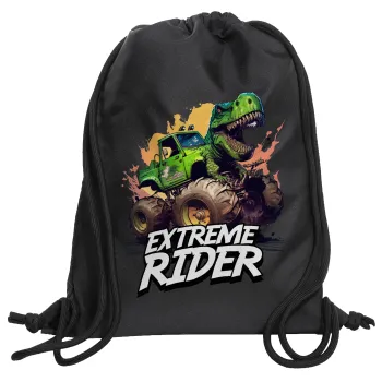 Extreme rider Dyno, Backpack pouch GYMBAG Black, with pocket (40x48cm) & thick cords