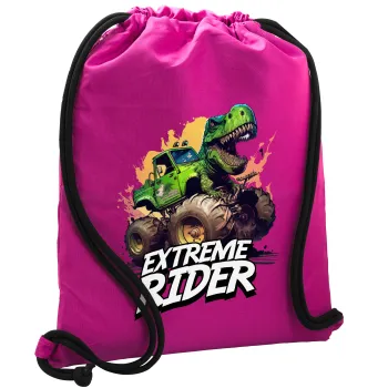 Extreme rider Dyno, Backpack pouch GYMBAG Fuchsia, with pocket (40x48cm) & thick cords