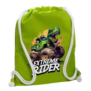 Extreme rider Dyno, Backpack bag GYMBAG LIME GREEN, with pocket (40x48cm) & thick cords