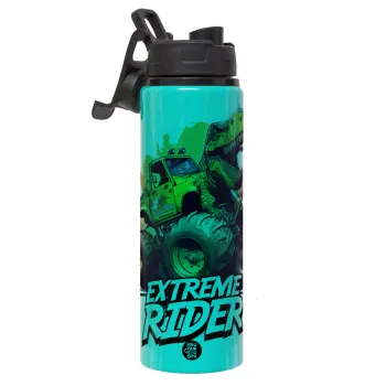 Extreme rider Dyno, Metallic water bottle with safety lid, 850ml aluminum