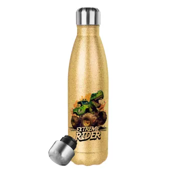 Extreme rider Dyno, Glitter gold stainless steel thermos bottle, double-walled, 500ml