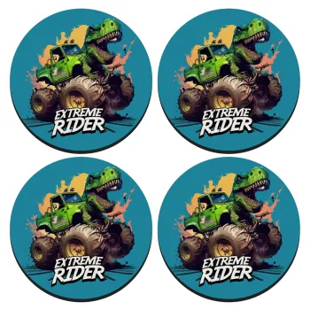 Extreme rider Dyno, SET of 4 round wooden coasters (9cm)