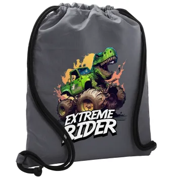 Extreme rider Dyno, Τσάντα πλάτης πουγκί GYMBAG ΓΚΡΙ, με τσέπη (40x48cm) & χονδρά κορδόνια