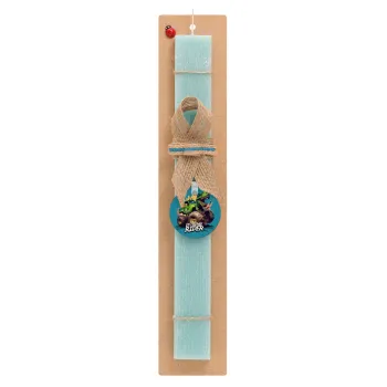 Extreme rider Dyno, Easter Set, wooden keychain & aromatic flat Easter candle (30cm) (TURQUOISE)