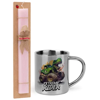 Extreme rider Dyno, Easter Set, metallic thermal cup (300ml) & aromatic flat Easter candle (30cm) (PINK)