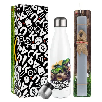 Extreme rider Dyno, Easter candle, metallic white thermos bottle (500ml) & aromatic flat candle (30cm) (GRAY)