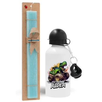 Extreme rider Dyno, Easter Set, metallic aluminum water bottle (500ml) & scented flat candle (30cm) (TURQUOISE)