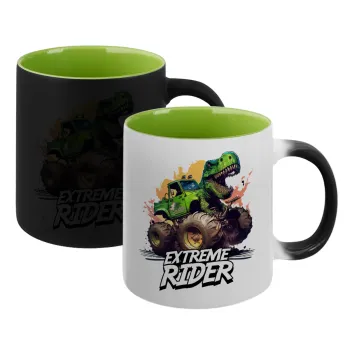 Extreme rider Dyno, Κούπα Μαγική εσωτερικό πράσινο, κεραμική 330ml που αλλάζει χρώμα με το ζεστό ρόφημα