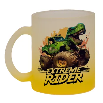 Extreme rider Dyno, Κούπα γυάλινη δίχρωμη με βάση το κίτρινο ματ, 330ml