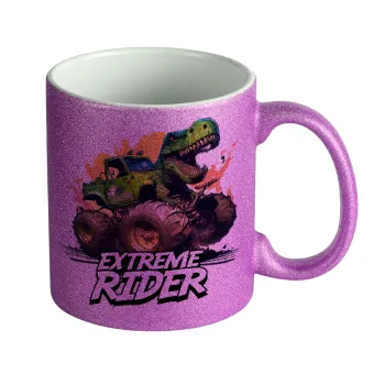 Extreme rider Dyno, Κούπα Μωβ Glitter που γυαλίζει, κεραμική, 330ml