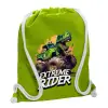 Backpack bag GYMBAG LIME GREEN, with pocket (40x48cm) & thick cords