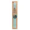 Easter Set, wooden keychain & aromatic flat Easter candle (30cm) (TURQUOISE)