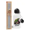 Easter Set, metallic aluminum water bottle (500ml) & aromatic flat Easter candle (30cm) (GRAY)