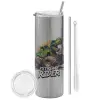 Tumbler stainless steel Silver 600ml, with metal straw & cleaning brush