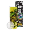 Neon Yellow Travel Tumbler, with metal straw (Stainless steel 304 Food grade, BPA free, 600ml)
