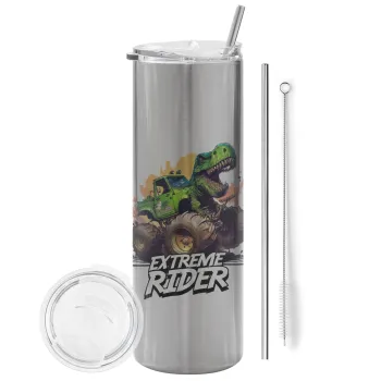 Extreme rider Dyno, Tumbler stainless steel Silver 600ml, with metal straw & cleaning brush