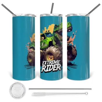 Extreme rider Dyno, Tumbler ποτήρι θερμό από ανοξείδωτο ατσάλι 600ml, με μεταλλικό καλαμάκι & βούρτσα καθαρισμού