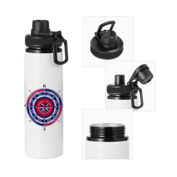 Wind compass, Metal water bottle with safety cap, aluminum 850ml