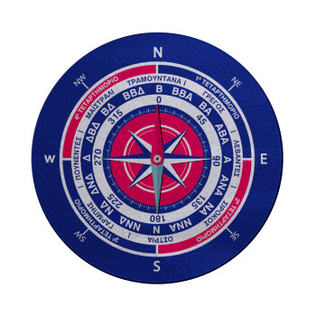 Ανεμολόγιο χάρτης πυξίδα ναυτικού, Επιφάνεια κοπής γυάλινη στρογγυλή (30cm)