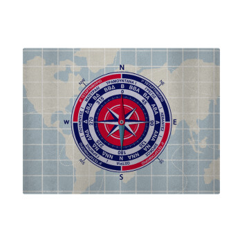 Ανεμολόγιο χάρτης πυξίδα ναυτικού, Επιφάνεια κοπής γυάλινη (38x28cm)