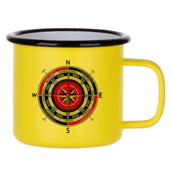 Ανεμολόγιο χάρτης πυξίδα ναυτικού, Κούπα Μεταλλική εμαγιέ ΜΑΤ Κίτρινη 360ml