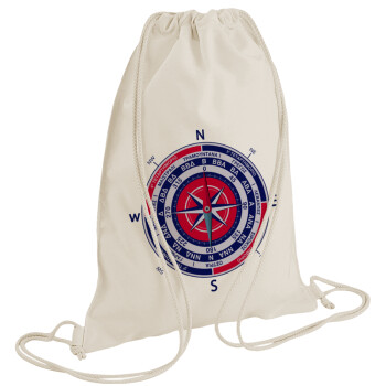 Wind compass, Backpack bag GYMBAG natural (28x40cm)