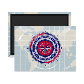 Ανεμολόγιο χάρτης πυξίδα ναυτικού, Ορθογώνιο μαγνητάκι ψυγείου διάστασης 9x6cm