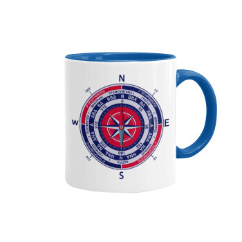 Wind compass, Mug colored blue, ceramic, 330ml