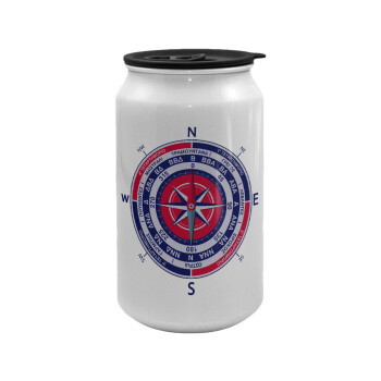 Ανεμολόγιο χάρτης πυξίδα ναυτικού, Κούπα ταξιδιού μεταλλική με καπάκι (tin-can) 500ml